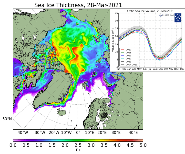 Click to enlarge Ice thickness map