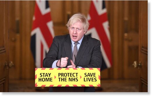 Boris Johnson pounds home the stay at home message at a Downing Street press conference