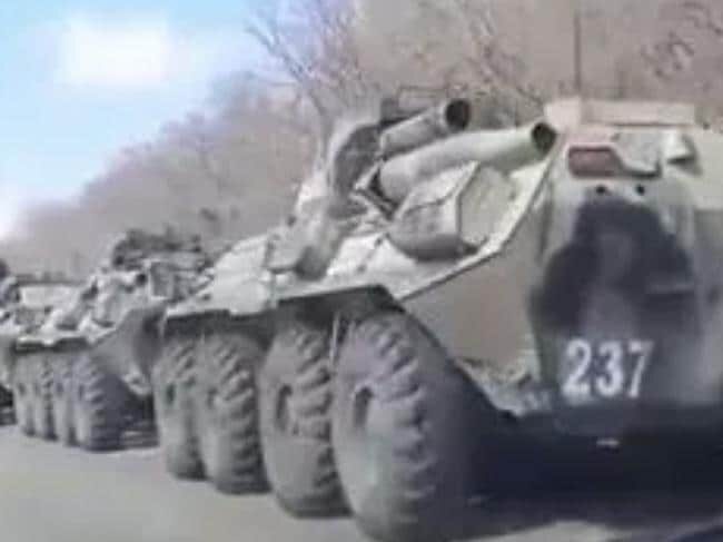 Dozens of heavily armoured vehicles
