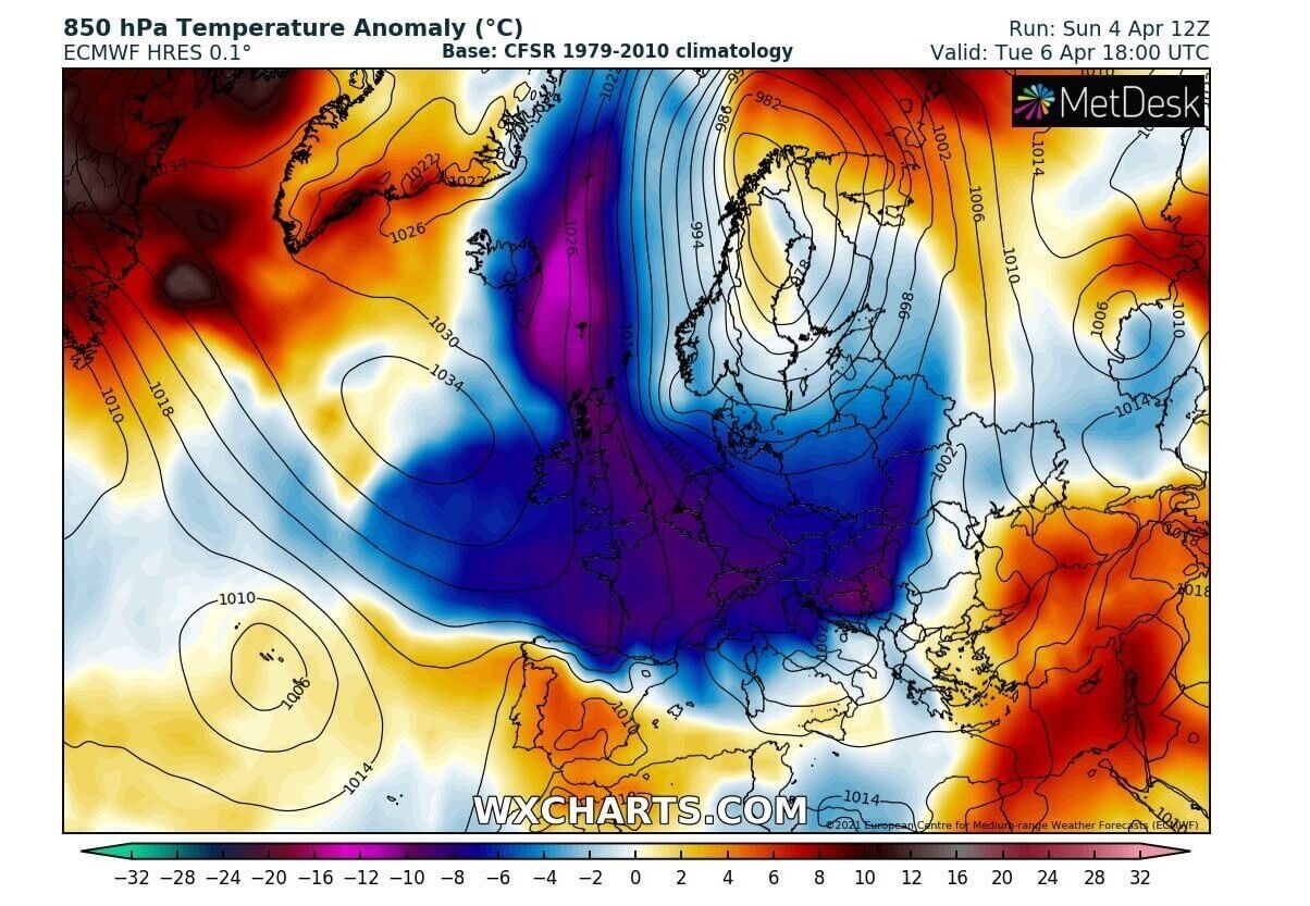 extreme cold europe april 2021