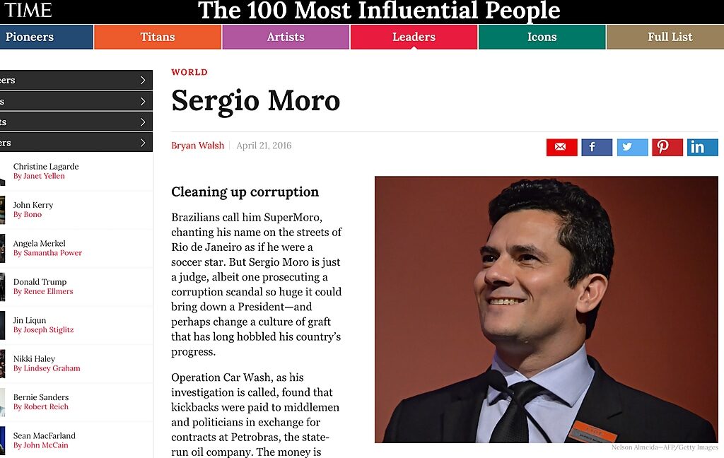 Click to enlarge Sergio Moro Brazil judge time magazine