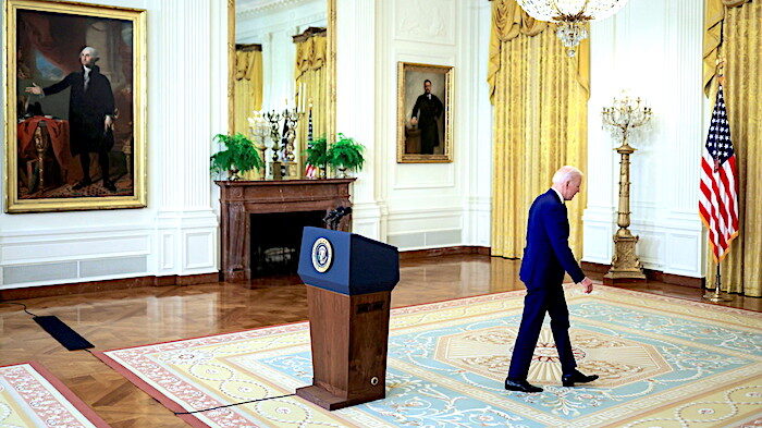 Click to enlarge Biden walks away