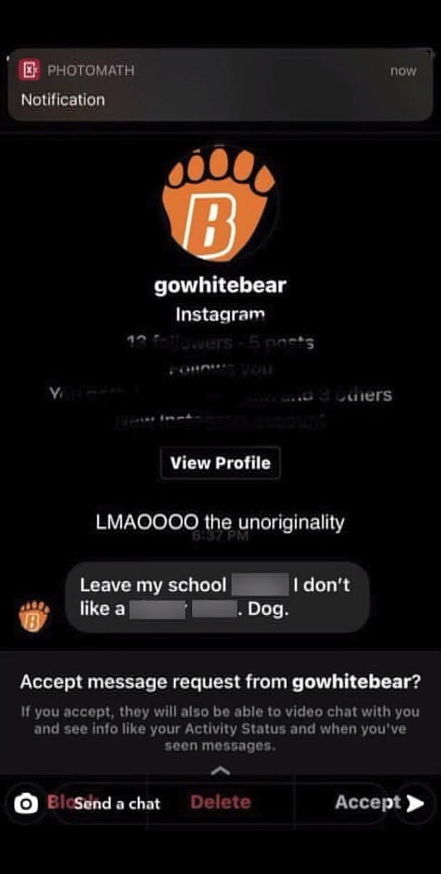 Click to enlarge racist slurs white bear highschool