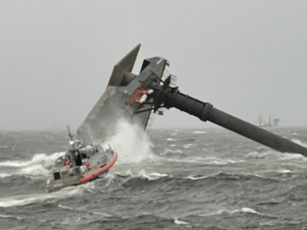 Click to enlarge A photo from the US Coast Guard showing a capsized vessel off Louisiana