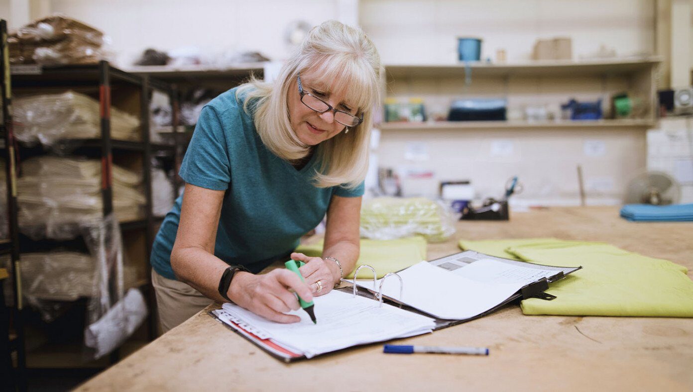 woman working notebook business