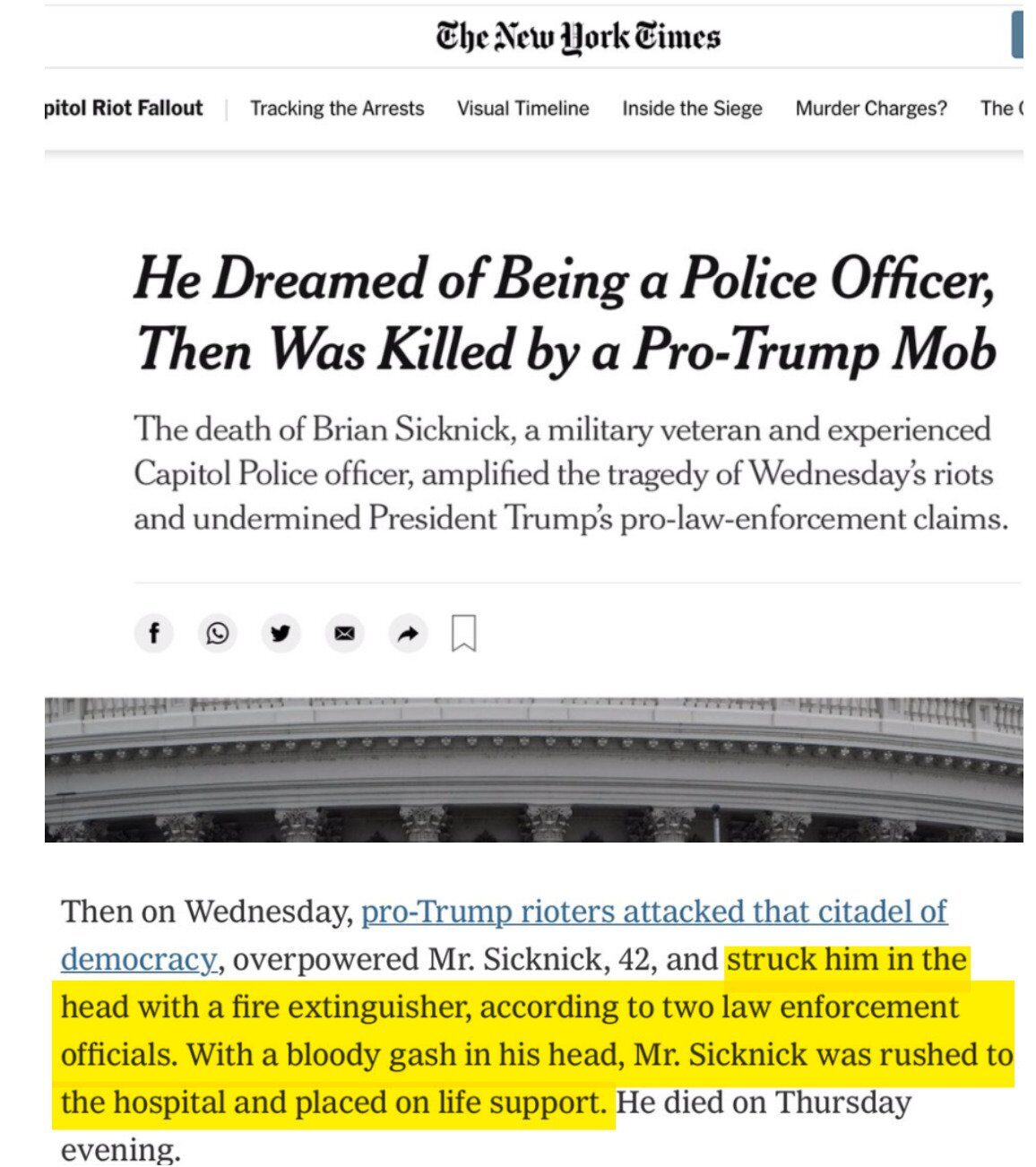 New York Times sicknick