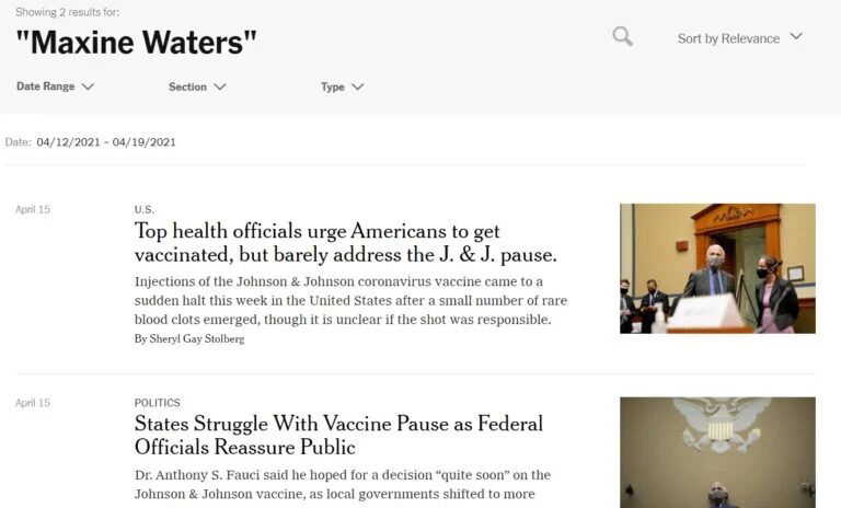 maxine waters new york times NYT