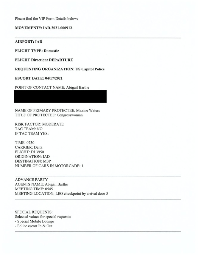Click to enlarge maxine water request police escort