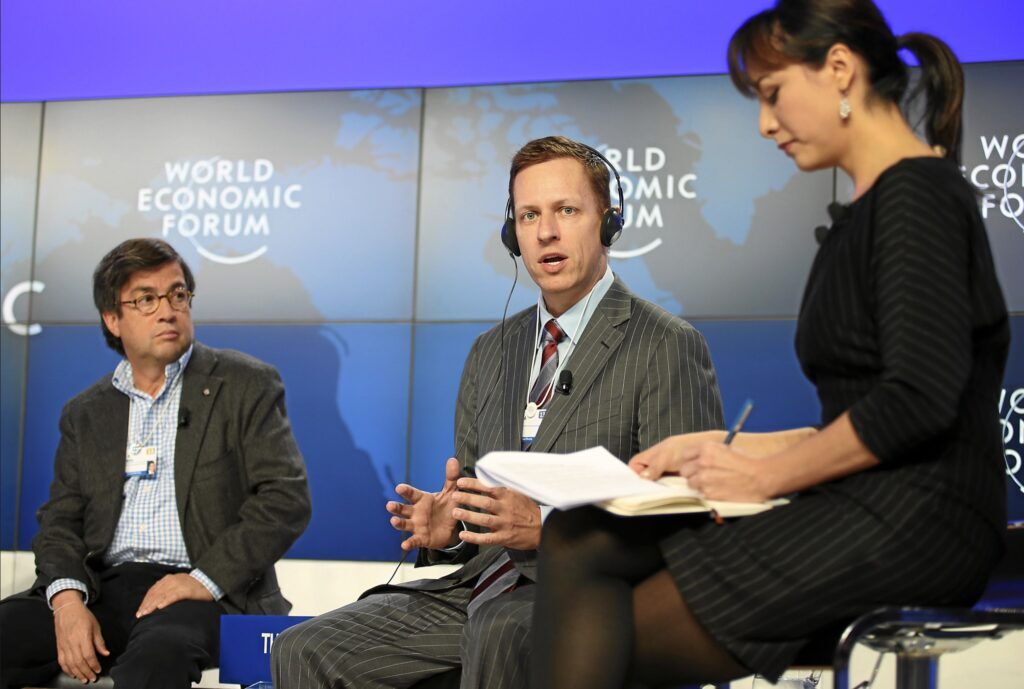Click to enlarge Peter Thiel speaks at the World Economic Forum in 2013