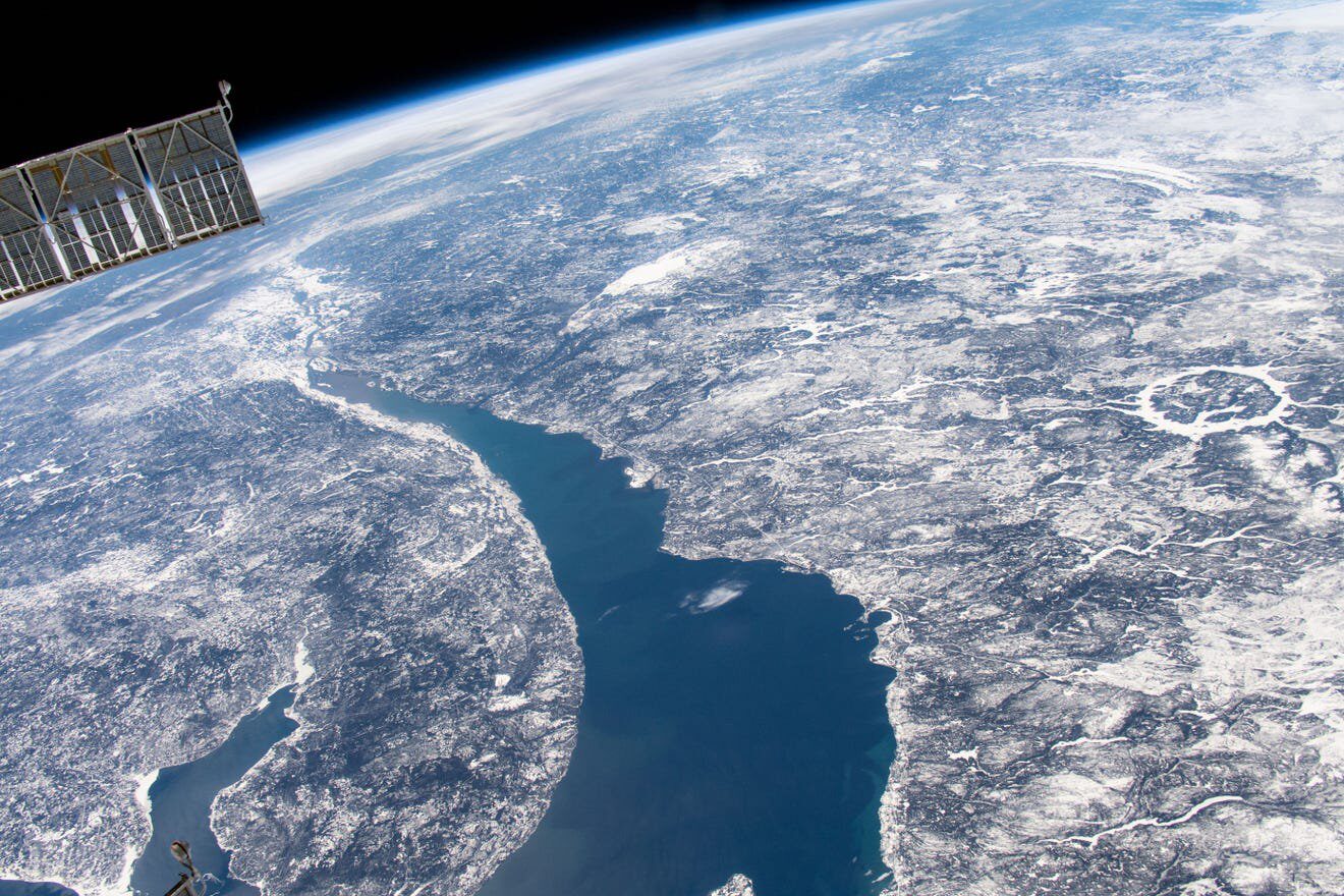 Click to enlarge Asteroid crater from space station