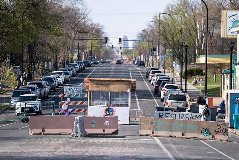 Click to enlarge barricades george floyd square minneapolis