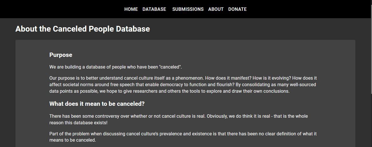 Click to enlarge cancel culture people data base