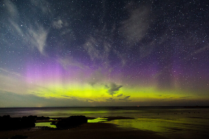 Aurora Borealis on April 18, 2021 @ Hopeman, Moray, Scotland