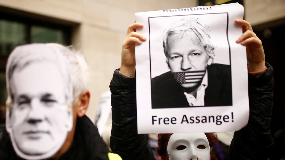 assange protest poster