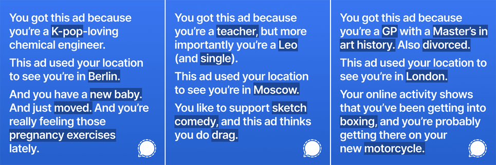 Click to enlarge signal honest ad facebook