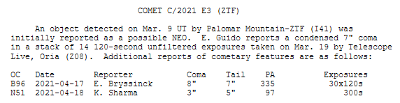 Click to enlarge c/2021 E3 ZTF