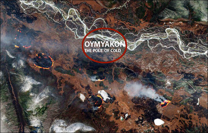1 May 2021 wildfire south of Oymyakon (Yakutia)