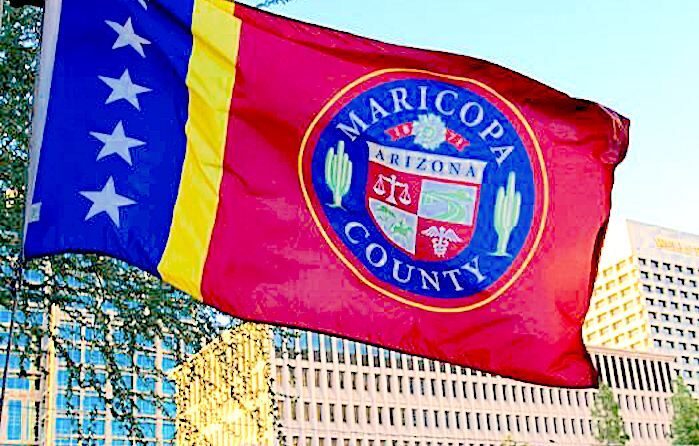 Click to enlarge Maricopa Flag and buildings