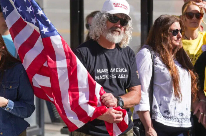 Click to enlarge Mask protest