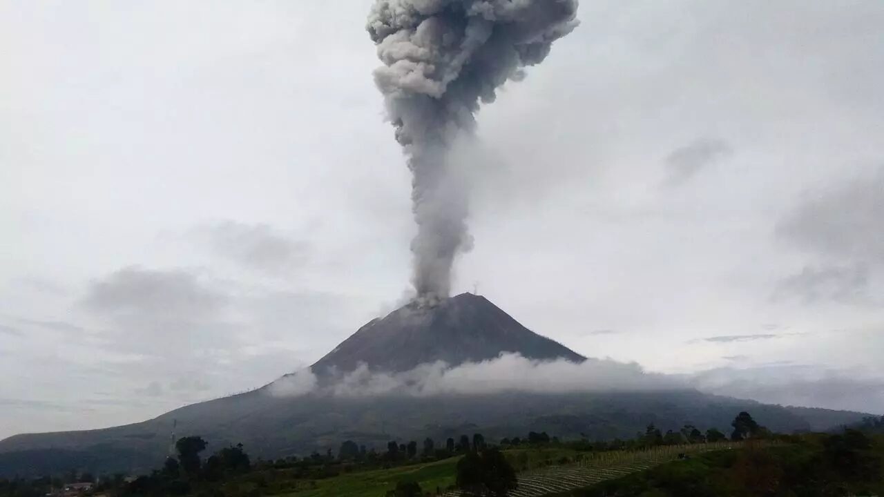 Mount Sinabung erupted on Friday,