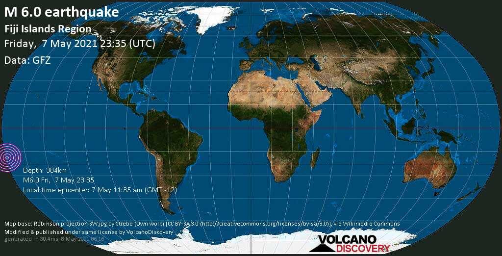 Click to enlarge Fiji quake map