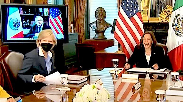 Click to enlarge virtual meeting Harris AMLO