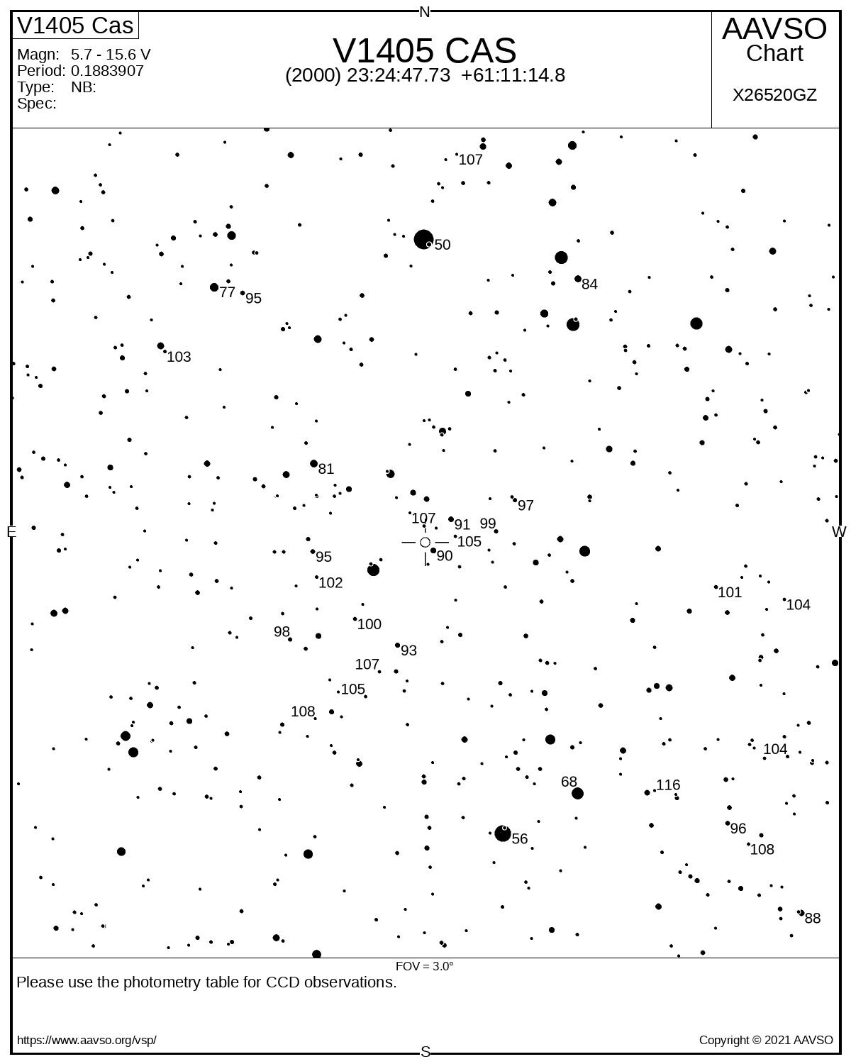 Click to enlarge V1405 Cas