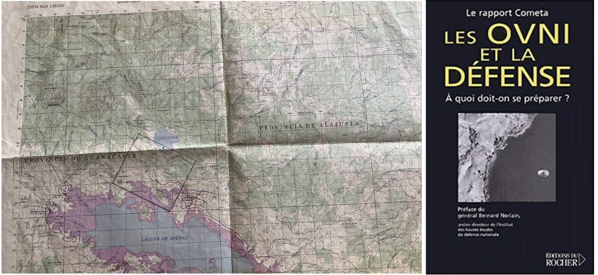 Click to enlarge ufo costa rica map picture French report Cometa