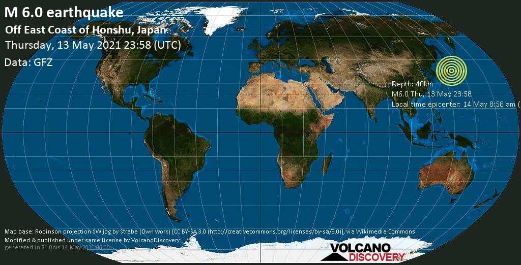 Click to enlarge Japan earthquake map