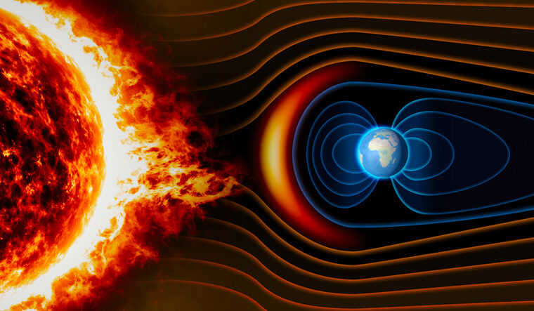 Solar flare hitting Earth