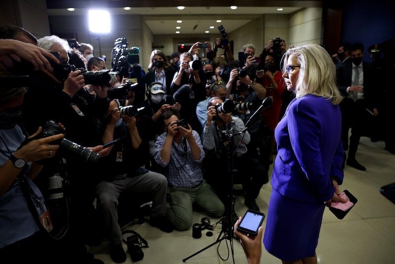 Click to enlarge Rep. Liz Cheney (R-WY) speaks to members of the media