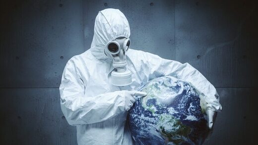 man hazmat suit globe