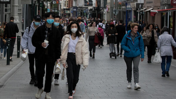 crowded street masks