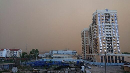 Dust storm in Astrakhan, Russia
