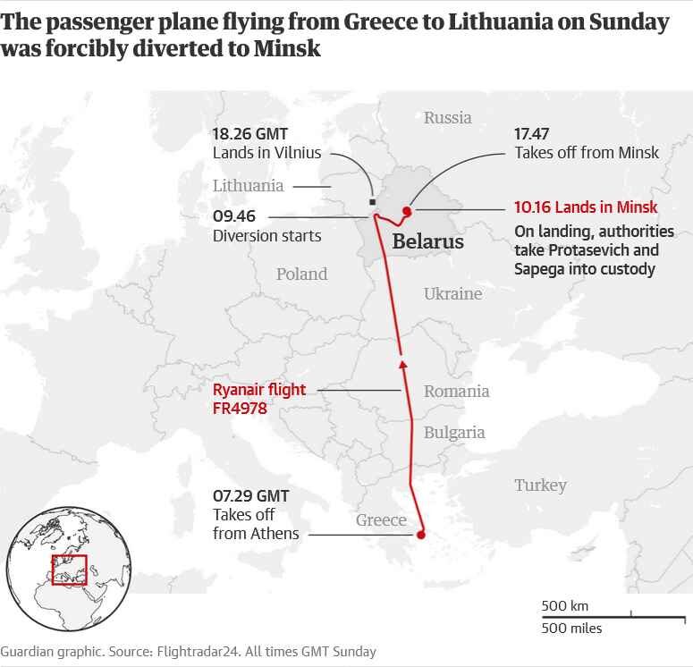 Click to enlarge belarus KGB plane diverted minsk