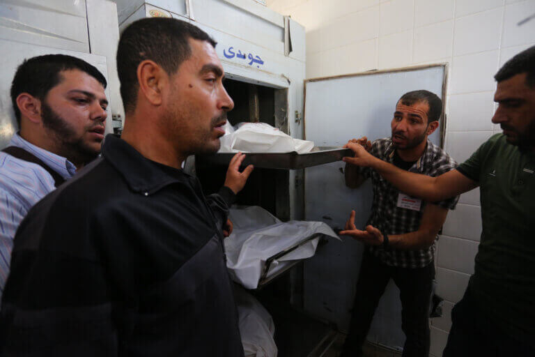 Click to enlarge palestinian deaths morgue