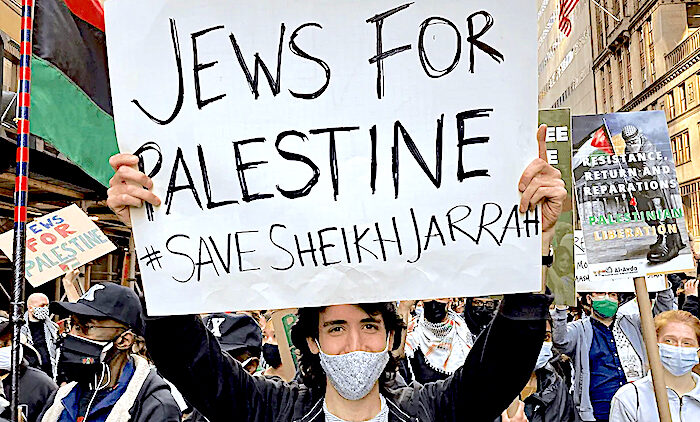 sign holder Jews for palestine