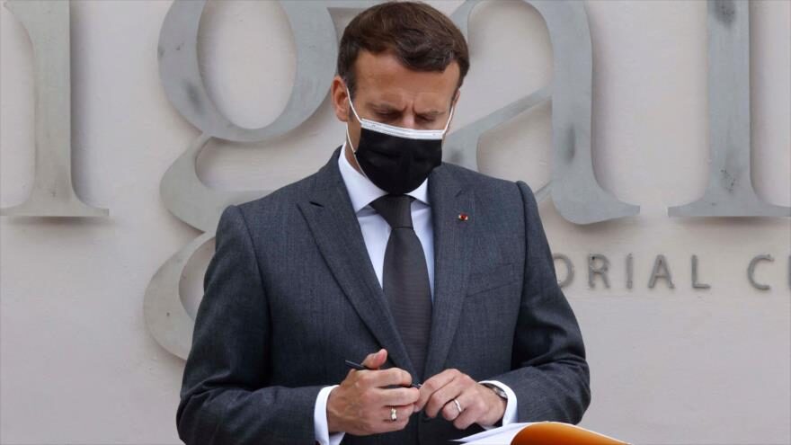 El presidente francés, Emmanuel Macron, habla durante en discurso en Kigali