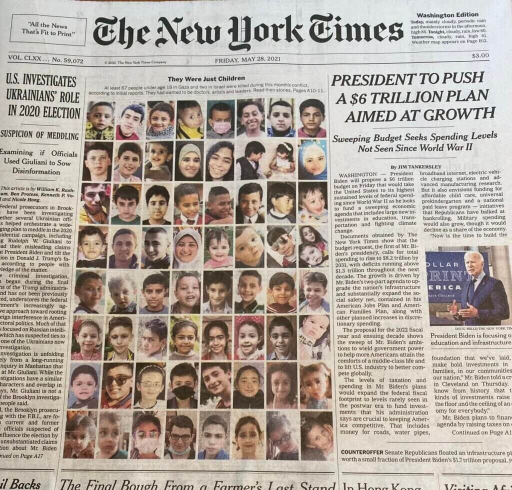 Click to enlarge New York Times front page