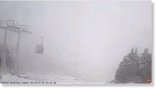 Snow fell on Stratton Mountain in Vermont