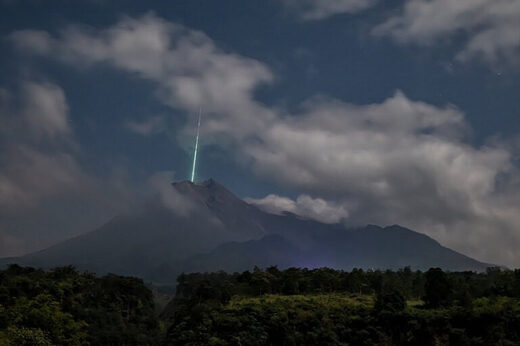 Fireball over Mount Merapi Indonesia