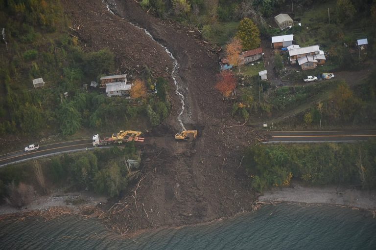A landslide in Panguipulli Commune, Los Rios, Chile.