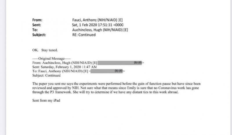 Click to enlarge Fauci email