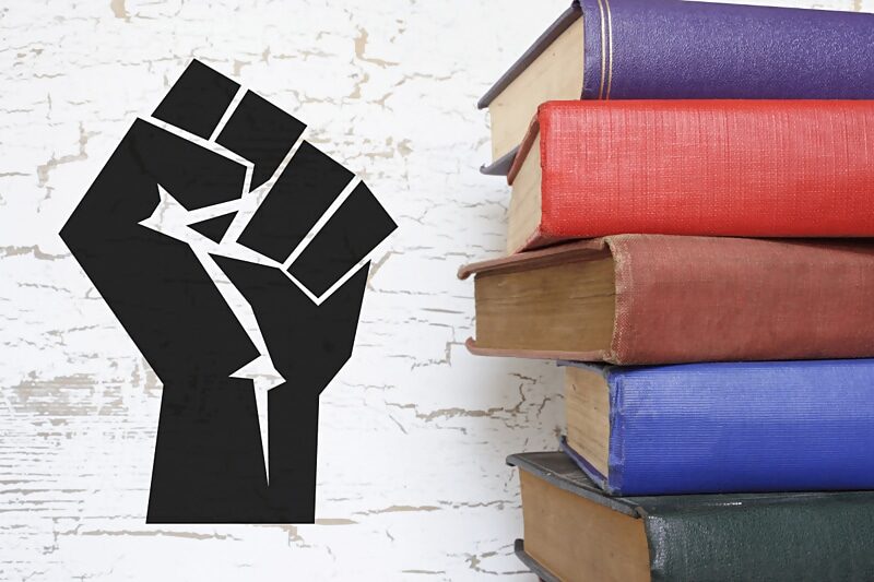 Click to enlarge critical race theory blm books black power graphic