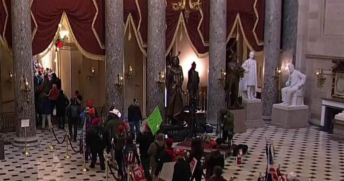 Click to enlarge protesters capitol building lines orderly January