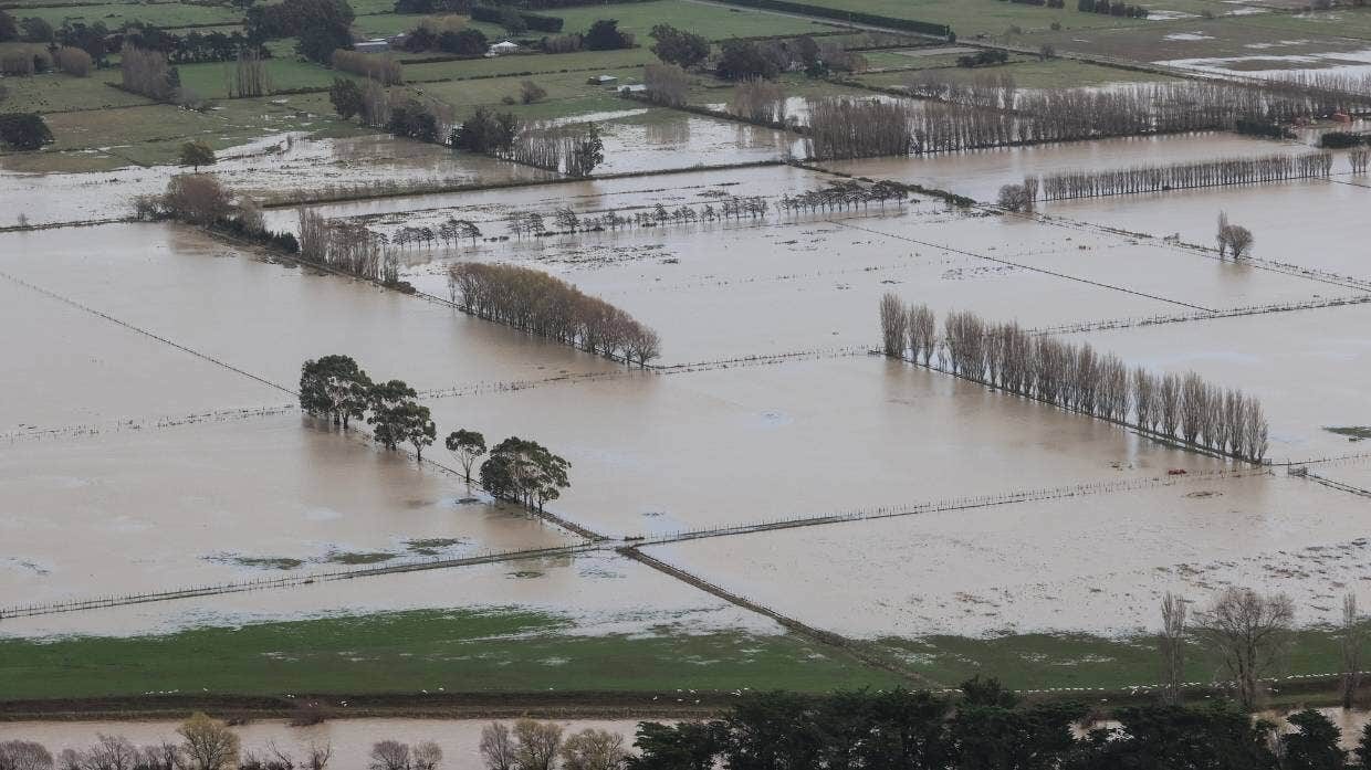 Flooding near the Selwyn Huts in rural Canterbury