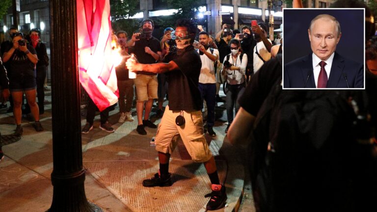 Click to enlarge BLM protest flag burn