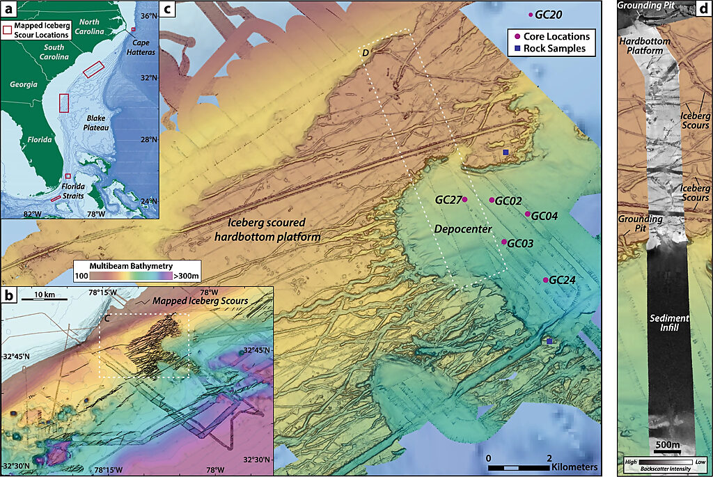 Click to enlarge ice age icebergs sea floor scour