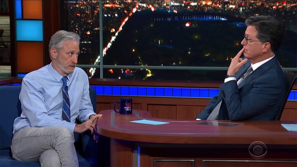 Jon Stewart and Stephen Colbert.