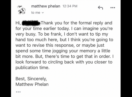 matthew phelan message